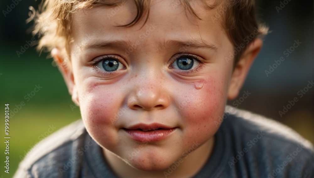 Closeup image of a young toddler boy child crying Closeup image of a young toddler boy child crying