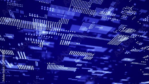 Abstract technology background. Computer matrix. Futuristic cyber blue background of points. 3d rendering.