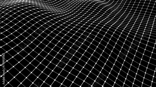 Vector perspective grid. Abstract gradient wave of lines. Big data. Digital background. Futuristic vector illustration.