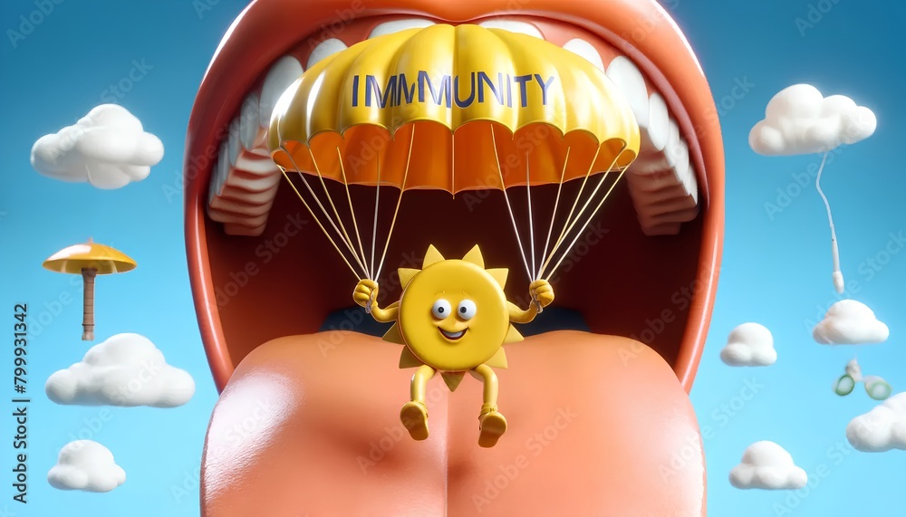 A Humorous Cartoon Character Holding A Bottle Of Vitamin D Capsules a-humorous-cartoon-character-holding-a-bottle-of-vitamin-d-capsules