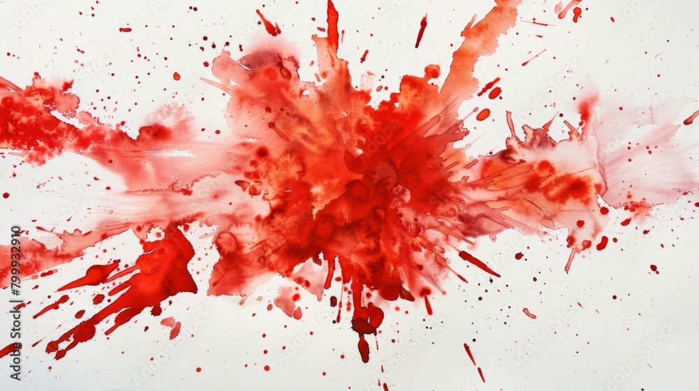 Dynamic explosion of red splatters against a pristine background, symbolizing energetic movement and artistic creativity. Dynamic explosion of red splatters against a pristine background, symbolizing energetic movement and artistic creativity.