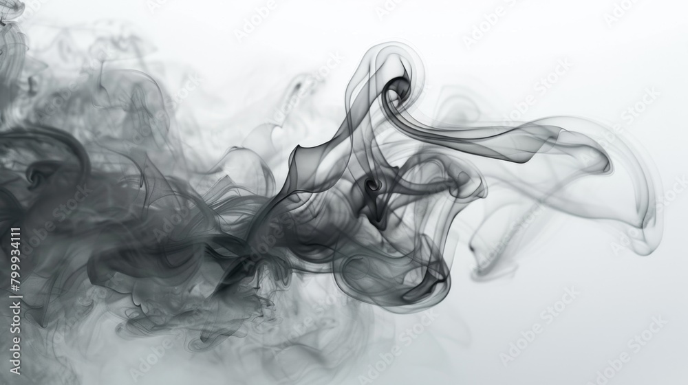 Fototapeta premium Swirling patterns of smoke create an enigmatic dance in grayscale, suggestive of fleeting moments captured in air.