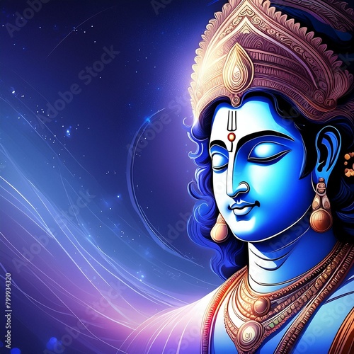 Lord Vishnu face with closing eyes  photo