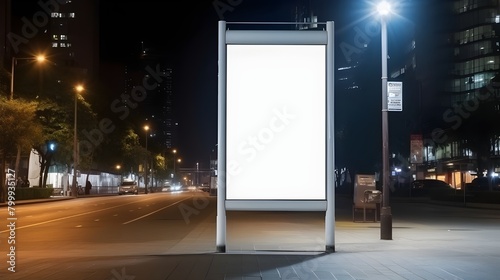 billboard at night city,Poster Sign Mockup Generative Ai