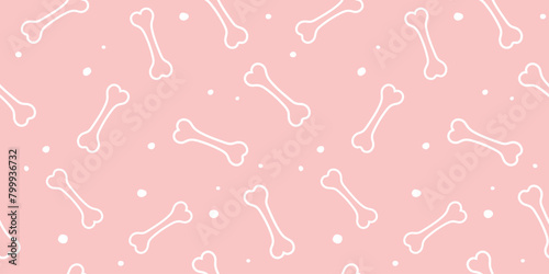 Dog bone seamless pattern vector illustration. Animal, pet, wallpaper, pink, background
