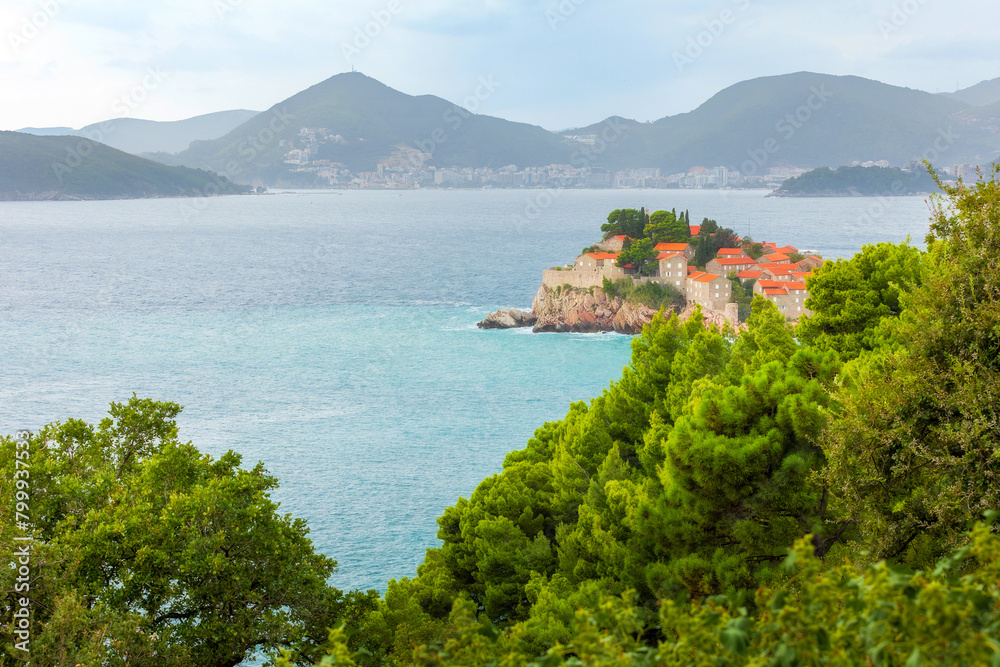 Sveti Stefan island in Montenegro, Adriatic sea