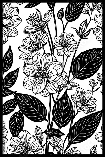 Wallpaper Mural Black and white botanical pattern. For use in graphics, materials. Abstract plant shapes. Minimalist illustration for printing on wall decorations. Generated by Ai Torontodigital.ca