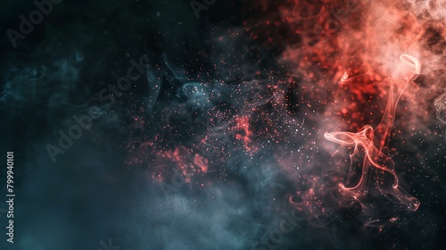 a black metalic background for a video with abstract elements and a red smoke element in the corner. generative AI © yj
