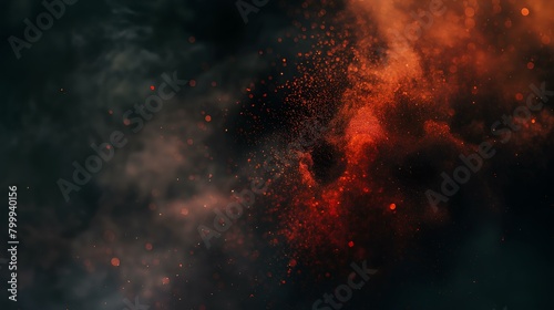 a black metalic background for a video with abstract elements and a red smoke element in the corner. generative AI