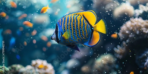 Majestic angelfish swimming in its natural habitat photo