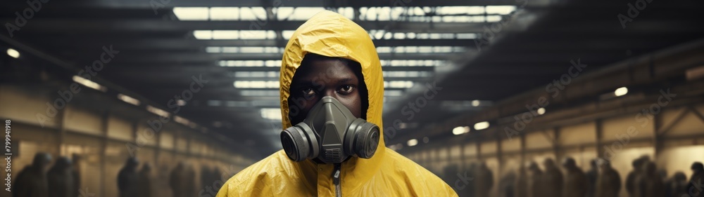 Person in hazmat suit in industrial setting