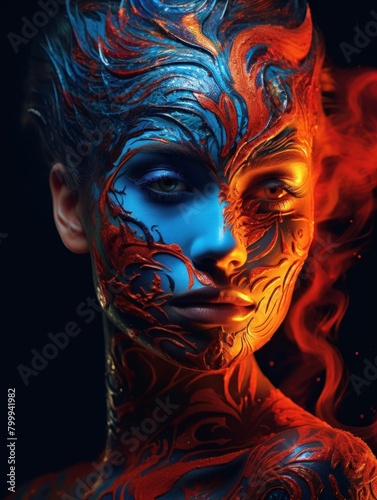 Vibrant Abstract Face Painting