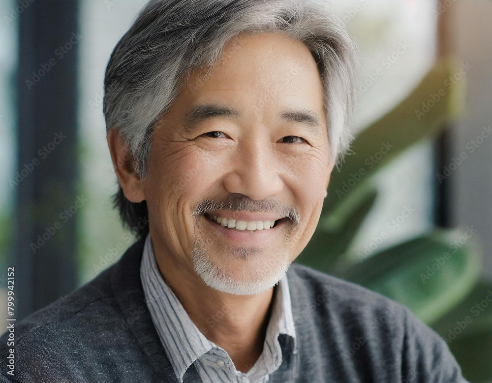 笑顔の日本人シニア男性 Generative AI	