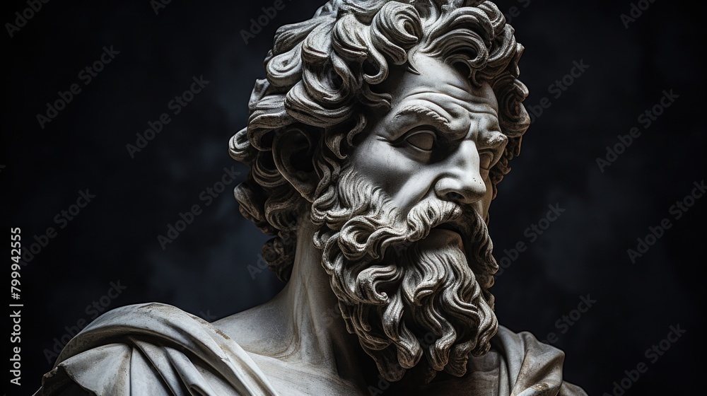 Dramatic Marble Sculpture of Bearded Man Dramatic Marble Sculpture of Bearded Man