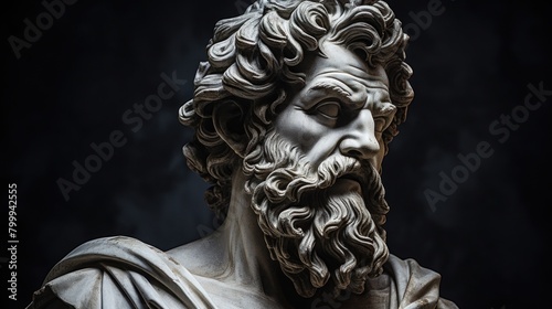 Dramatic Marble Sculpture of Bearded Man