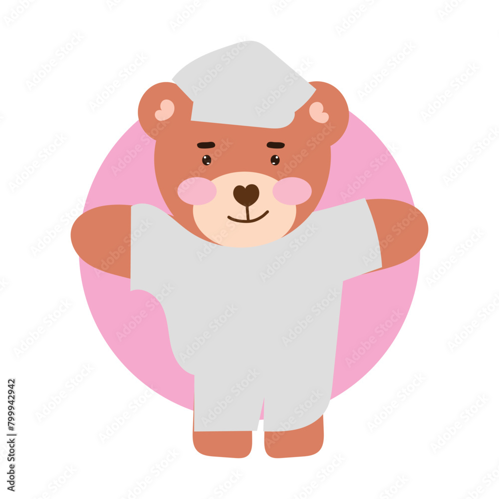 Hand drawn vector illustration of a cute baby bear. baby bear with piyama isolated on white background. bear cartoon Hand drawn vector illustration of a cute baby bear. baby bear with piyama isolated on white background. bear cartoon