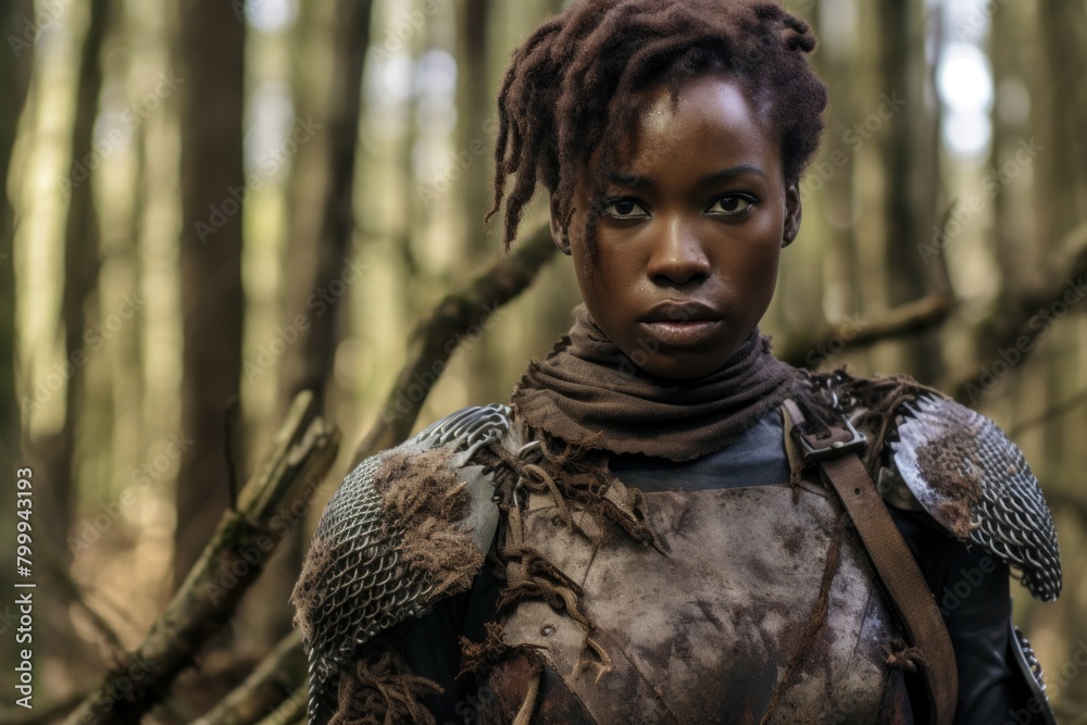 Warrior woman in the forest Warrior woman in the forest
