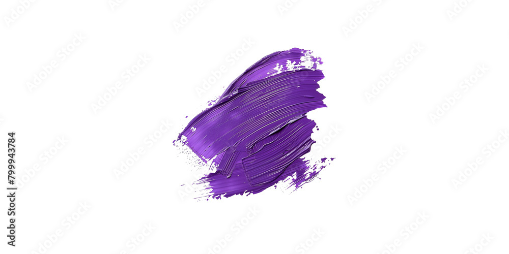Purple stroke of paint with brush, isolated on white background

