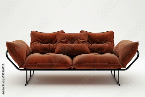 A modern daybed sofa with a sleek metal frame