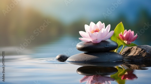 Serene Zen Garden with Lotus Flowers