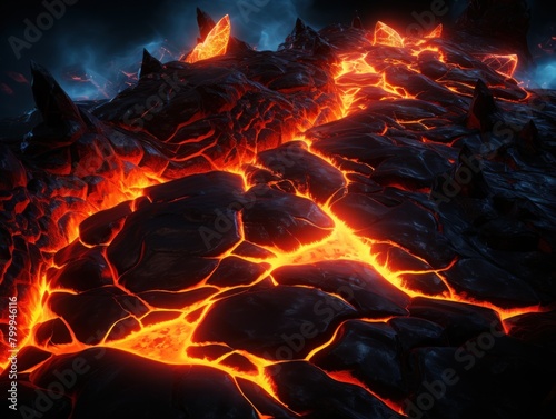 Fiery Volcanic Landscape