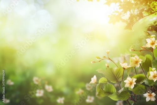 Serene spring garden scene with blooming flowers