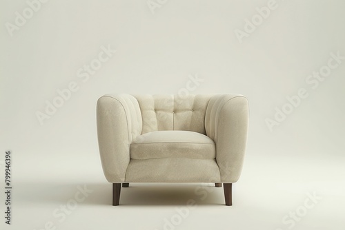 A modern armchair sits elegantly in the center of the frame
