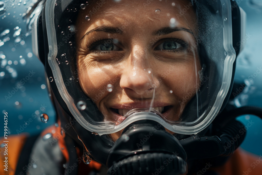 Scuba diver in the underwater made with generative AI Scuba diver in the underwater made with generative AI