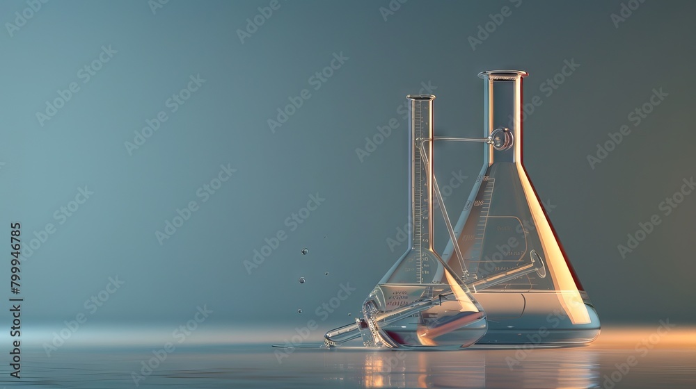 Chemistry laboratory equipment titration setup with burette and