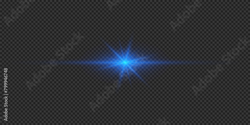 Blue horizontal light effect of lens flares
