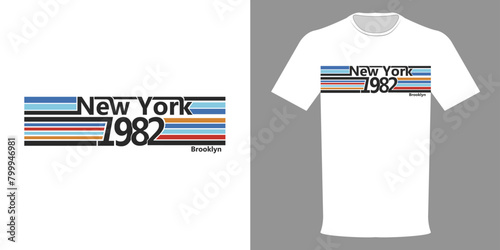 Vector illustration of vintage t-shirt New York, Brooklyn 1982