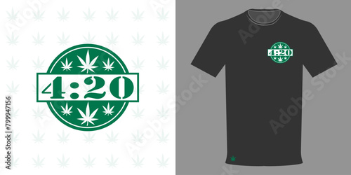 Vector illustration. T-shirt 420, marijuana, hemp, ganja, legalization philosophy