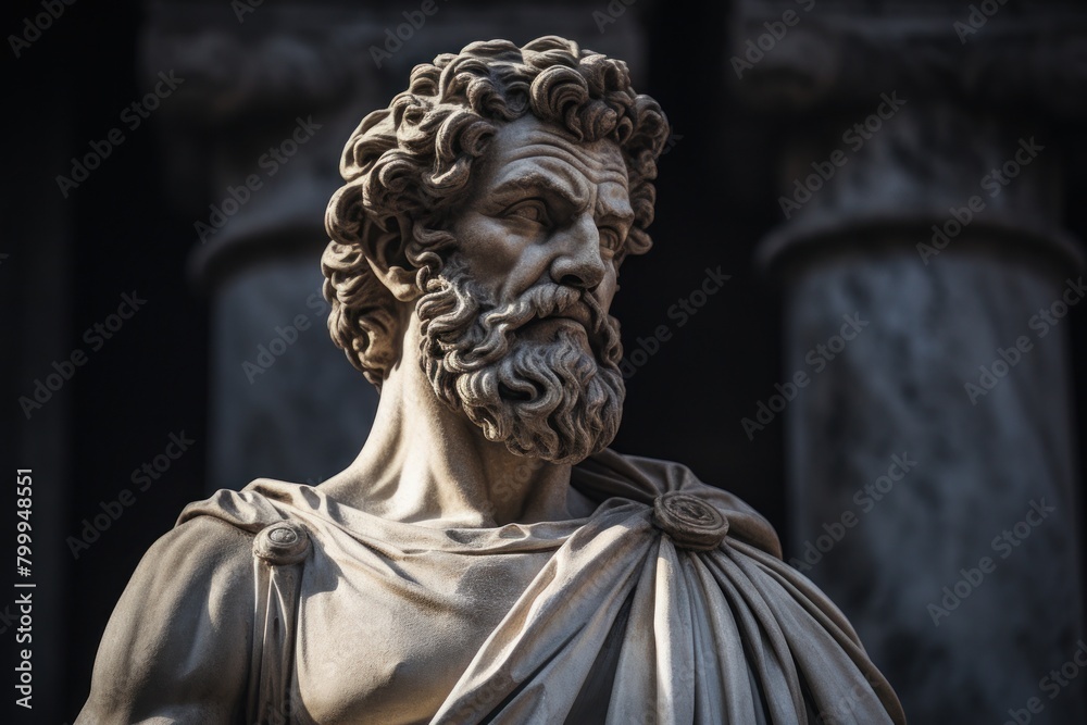 Majestic Marble Statue of Bearded Man