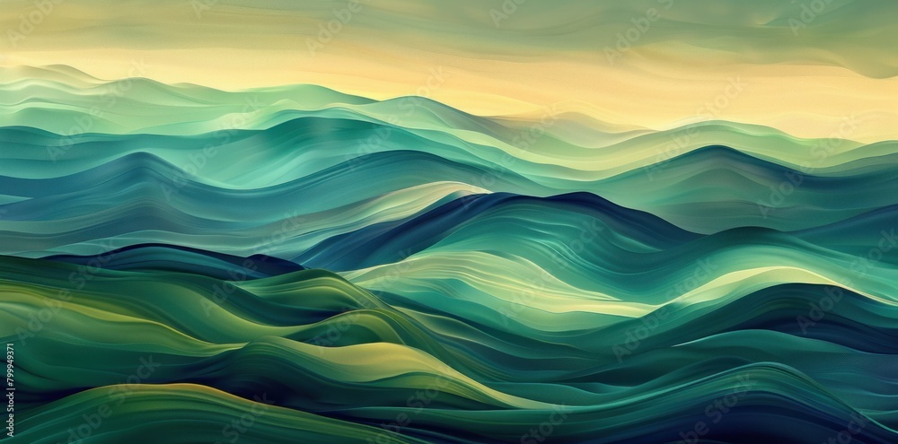 Flowing lines and subtle colors depict an abstract hill landscape. Peaceful ambiance for artistic projects.
