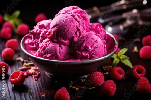 Delicious raspberry ice cream