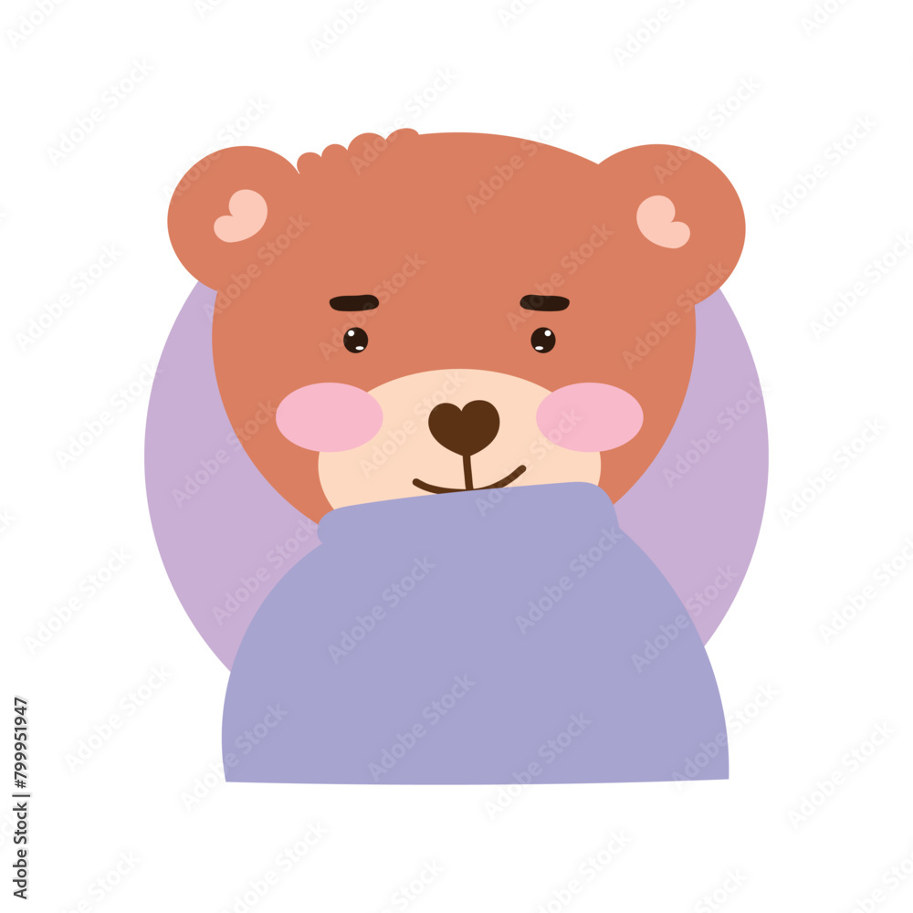 Fototapeta premium Hand drawn vector illustration of a cute baby bear. baby bear element design. ballon bear, costum