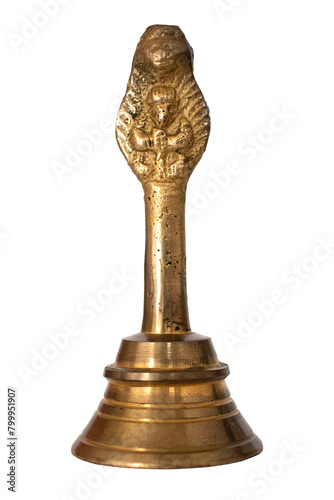 Breass coper Prayer bell mettle bell for hindu pooja on transparent background photo