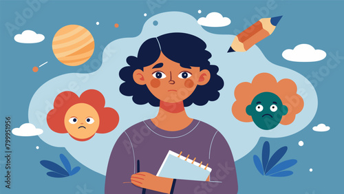 A student shares their struggles with anxiety and how creating art has become a theutic outlet for them. They encourage their classmates to use art as. Vector illustration