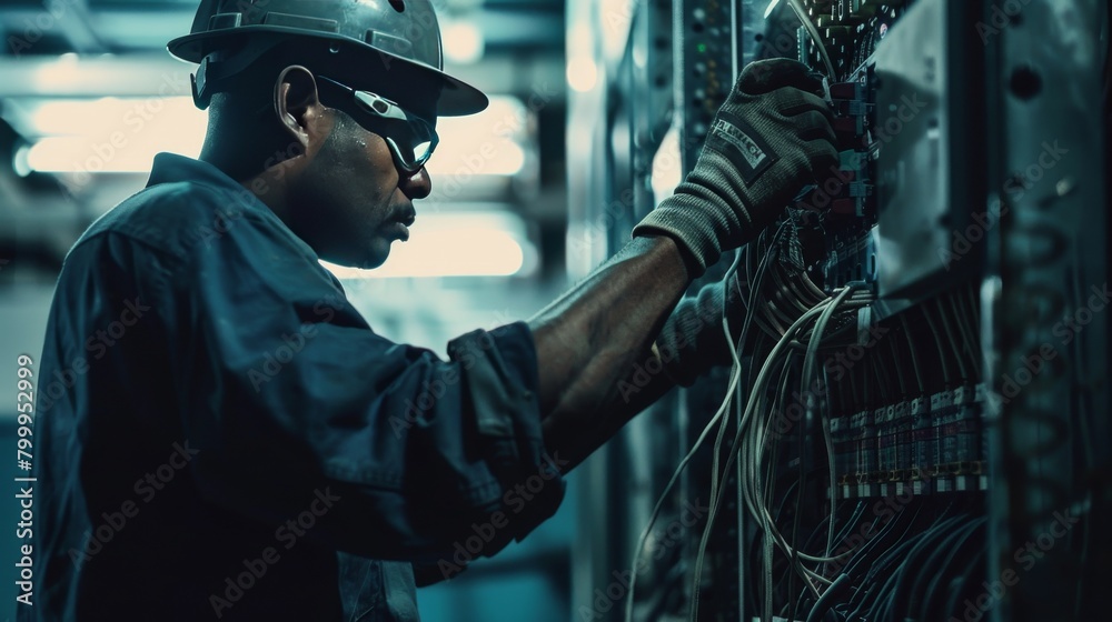 electrician man repairing wiring worker electrician man repairing wiring worker