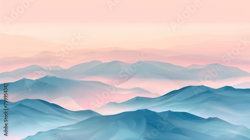 Abstract mountain landscape painting evoking a sense of tranquility and wonder. © Image_Shop