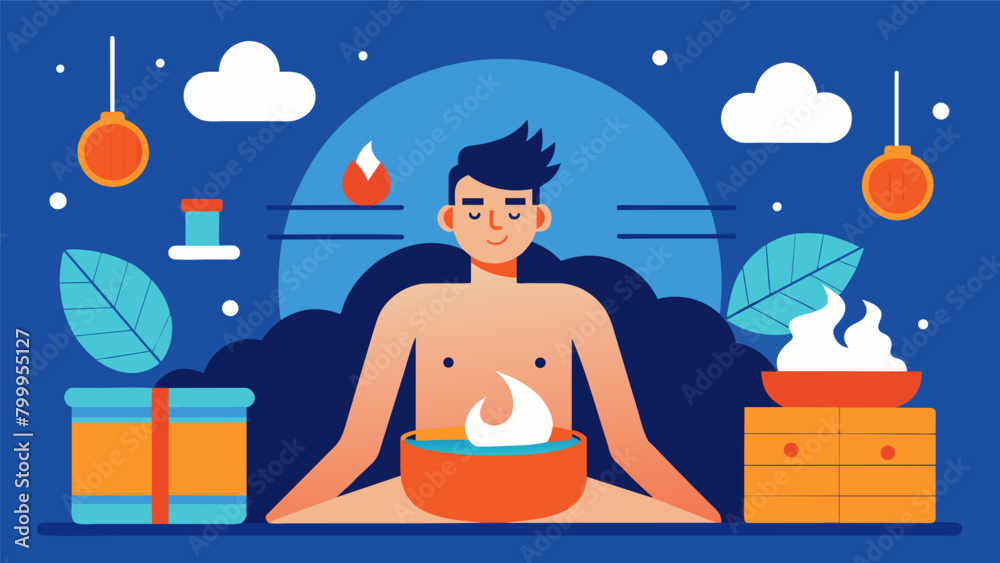 Naklejka premium Experience the rejuvenating effects of sauna therapy on your hormones leaving you feeling refreshed balanced and in control..