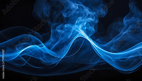 Blue smoke isolated on a black background