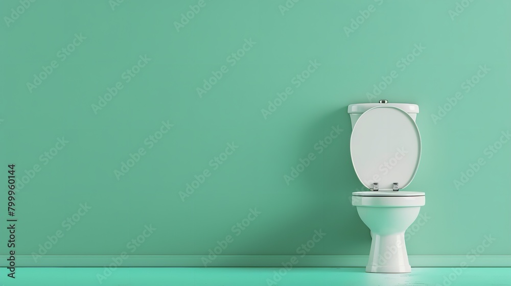 White Toilet Bowl on Green Painted Wall Background
White Toilet Bowl on Green Painted Wall Background