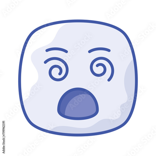 Dizzy emoji icon, dizziness expression vector design