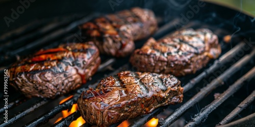 sirloin grilled on a grill barbecue.