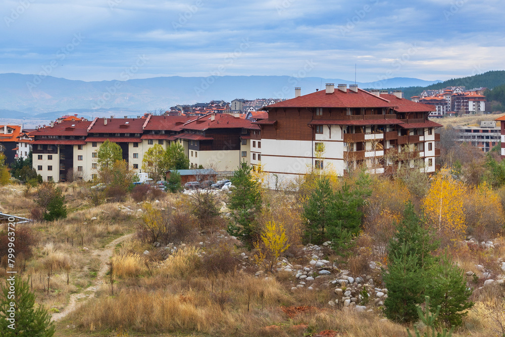 Bansko, Bulgaria houses and hotels, autumn Bansko, Bulgaria houses and hotels, autumn