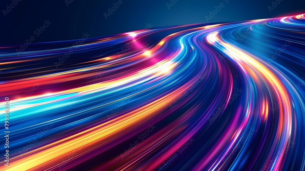 Modern abstract high-speed movement. Colorful dynamic motion on blue background. Movement technology pattern for banner or poster design background concept.