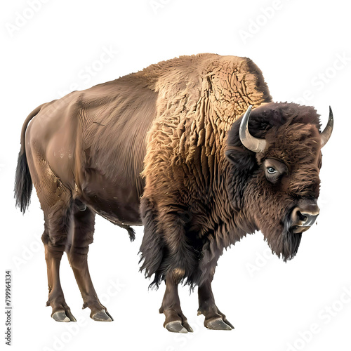 Bison animal on transparent background. Generative ai design art. photo