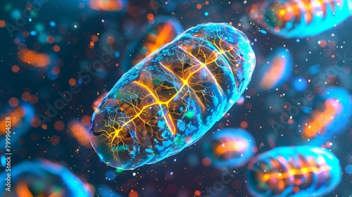 Dynamic cellular respiration: mitochondria powering energy production in animal cells - biochemical metabolism concept photo