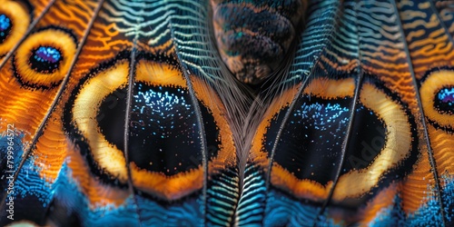 Zoomed-in view of a butterfly's proboscis, high-magnification with intricate details photo